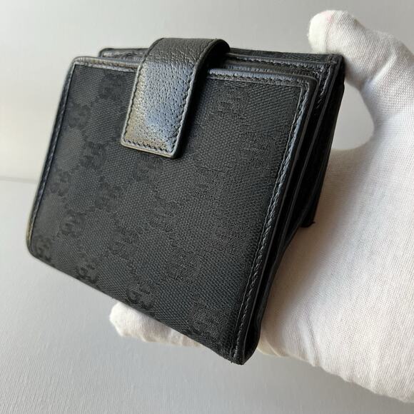 GUCCI Princy GG Logo Canvas Bifold Wallet Black Authentic - Picture 7 of 16
